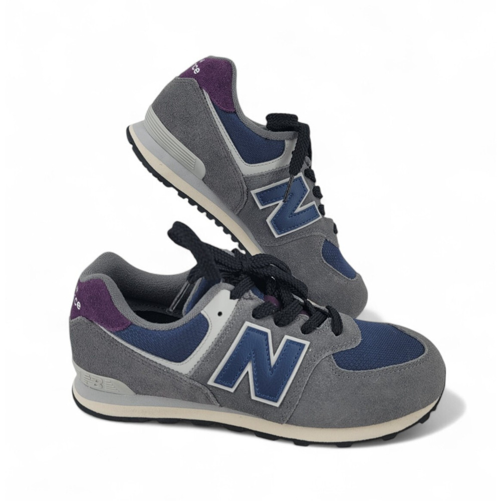 New Balance 574 Womens 6.5 Kids 5 Gray Blue Purple Retro Running Sneakers